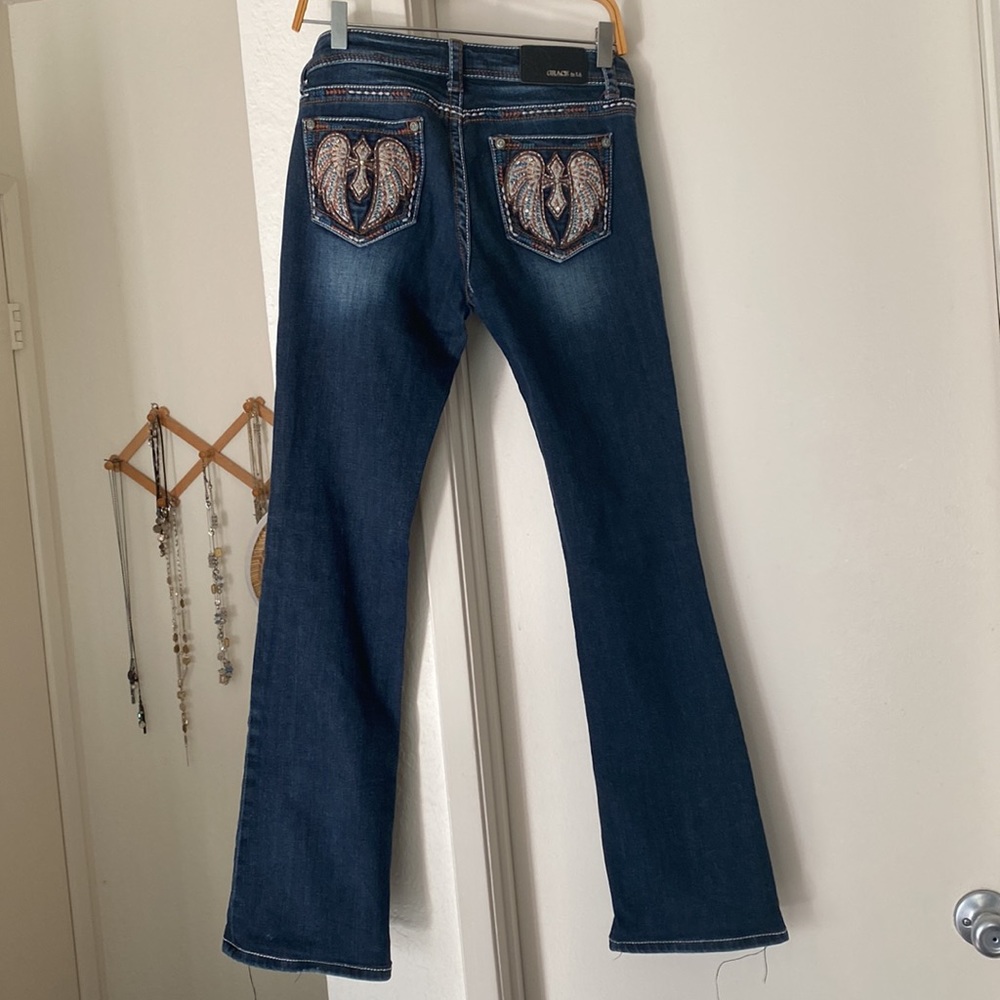 Grace jeans from boot barn, size 27; 8 “ rise; 32” length